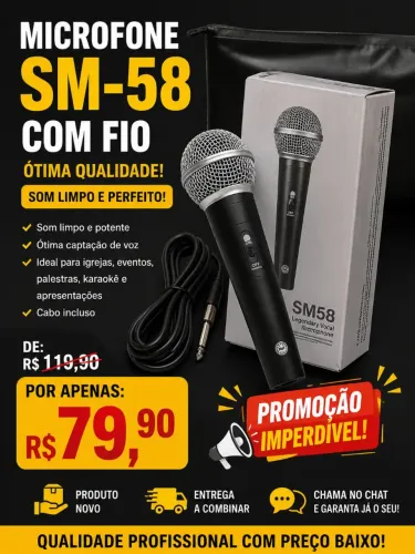 Microfone com fio SM-58/ terra firme 