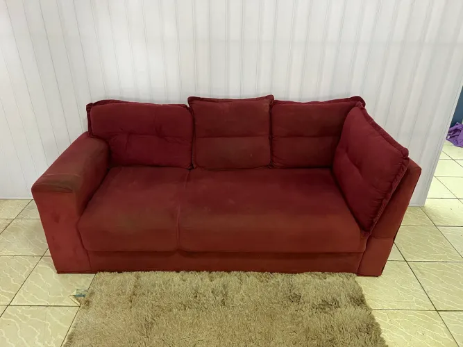 Vendo Sofá 3 lugares com almofadas removíveis usado Entrego *