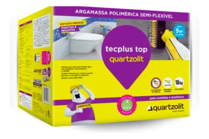 Argamassa Polimérica Quartzolit Tecplus Top para banheiro e cozinha (18kg),