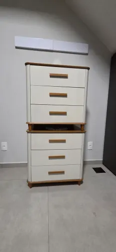 Mesa de Cabeceira em MDF Maitê Nature /off White
