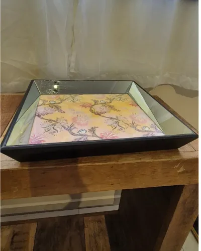 Bandeja Decorativa Espelhada Quadrada 36x36cm - Luxo