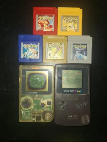 Lote Clássico: Game Boy Color + Game Boy Pocket + 5 Jogos Pokémon