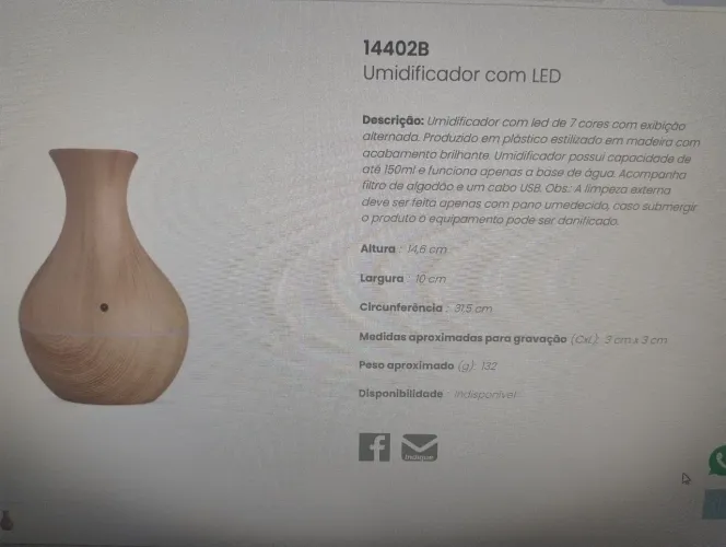 Umidificador com led