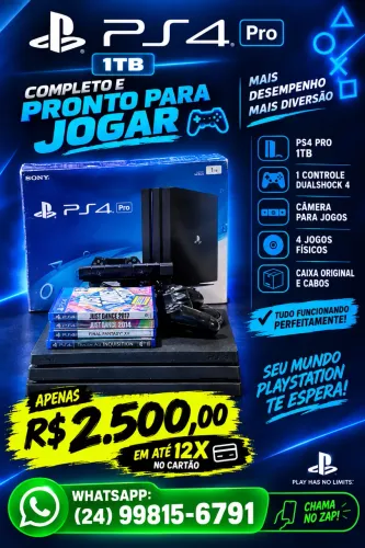Ps4 Pro 1Tb com câmera para jogos