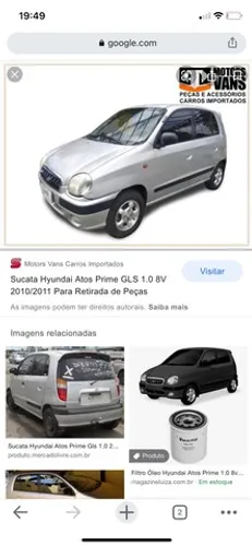 Kia atos prime 1.0 8v sucata para retirada de peças 