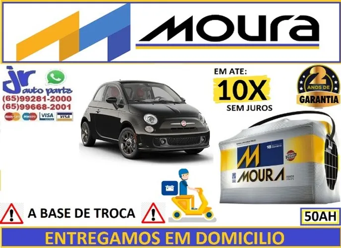 Bateria Moura Fiat 500 (2010 a 2014) 50Ah 12v  