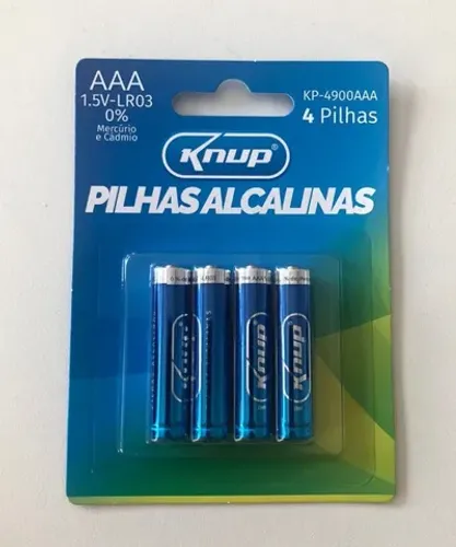 Kit Com 4 Pilhas Alcalinas AAA Knup Ótima Qualidade Nova na Embalagem