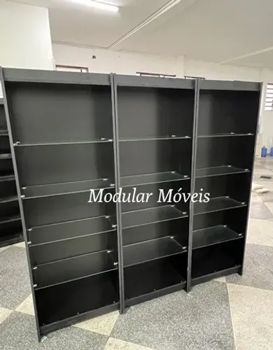 Estante Prateleiras de Vidro - MDF Preto