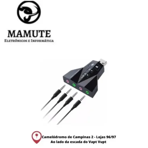 Placa De Som Usb 7.1 Canais Notebook Ps3 Pc Adaptador Audio