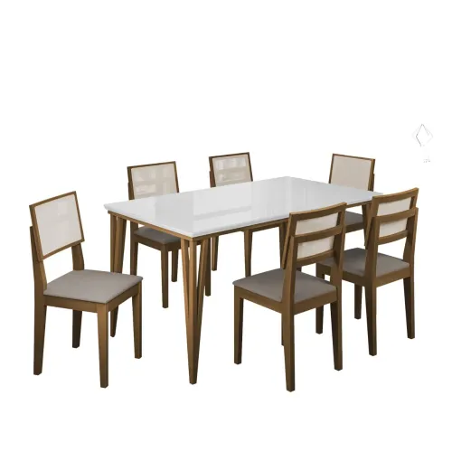 Mesa de Jantar 6 Cadeiras - Madeira Maciça - gue
