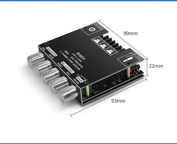 Mini amplificador, bluetooth, P2 12-24V impedância 4a8, 2x50+200, ótima potência.