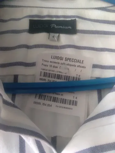Camisa algodão Luigi, branca listras cinza, 4