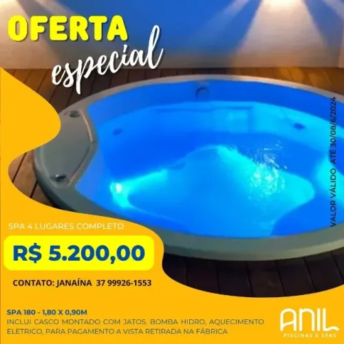 JA - Spa de fibra 4 lugares completo - Anil Piscinas