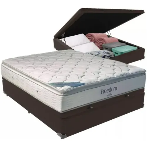 Colchão Casal D33 Freedom + Base Box Baú - Ortobom + Biostar