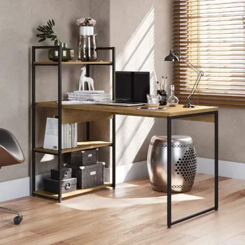 Mesa Home Office Secretária c/ Estante - Entrega e Monta