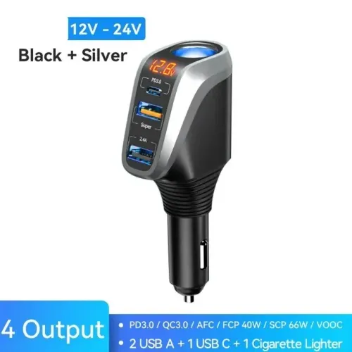 Asometech Ozio Dy34tc Carregador De Carro Usb C 90w. Preto