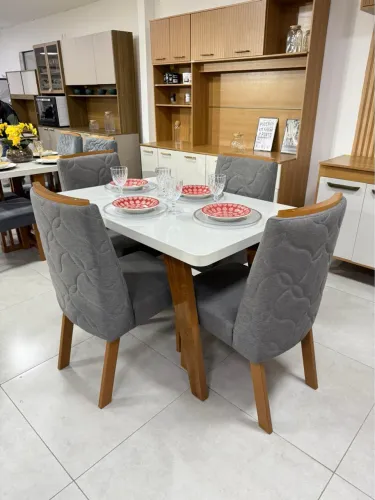 Mesa de Jantar Moderna com 4 Cadeiras 120x80