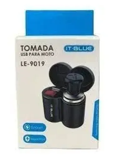 Carregador Acendedor para moto Entrada Usb Gps On/off 12v