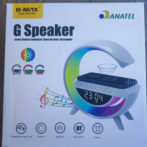 Caixa de Som Bluetooth com Carregador Wireless e Luminária