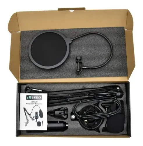 Kit Microfone Bm800 Usb Condensador Estúdio Profissional Preto