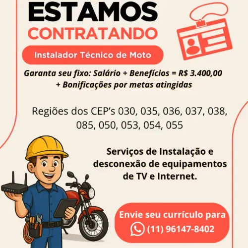 Instalador Técnico Motoboy vinhedo