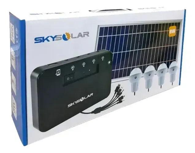 Kit Solar Portátil Com Bateria E Carregador Usb Skysolar
