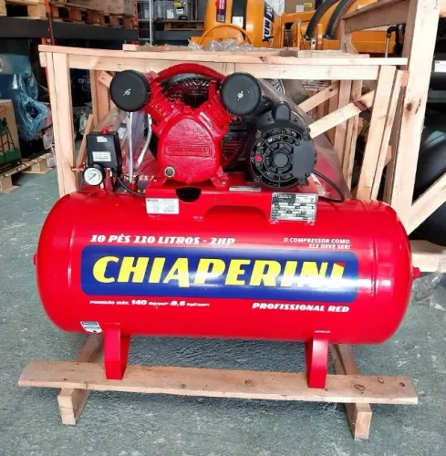 Compressor de ar 110L profissional Chiaperini 140 Libras Motor 2Hp 10pes - Novo