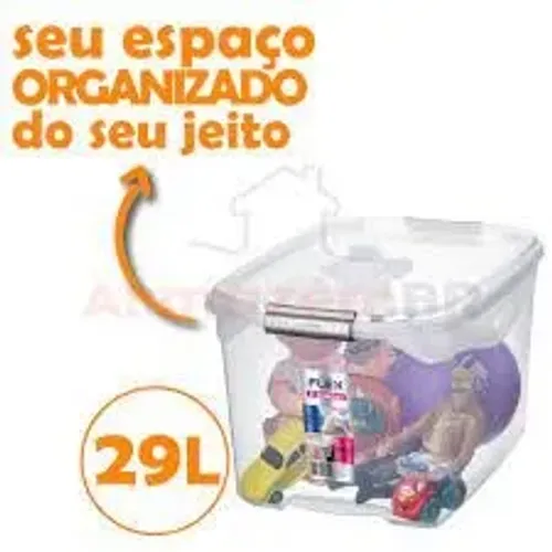 Caixa 29l organizadora tampa transparente com trava Sanremo SR941  