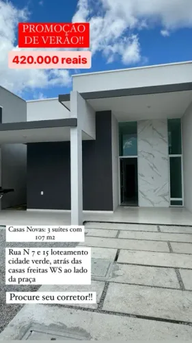 Casa plana solta com três suítes - Messejana/ São Bento - 107m²
