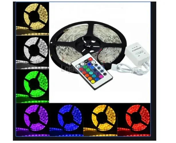 Fita Led Rgb 5050 Prova Dágua Rolo 5 Metros + Controle + Fonte 12v 3A
