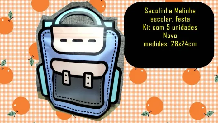 sacolinha malinha escolar festa kit com 5 unidades novo