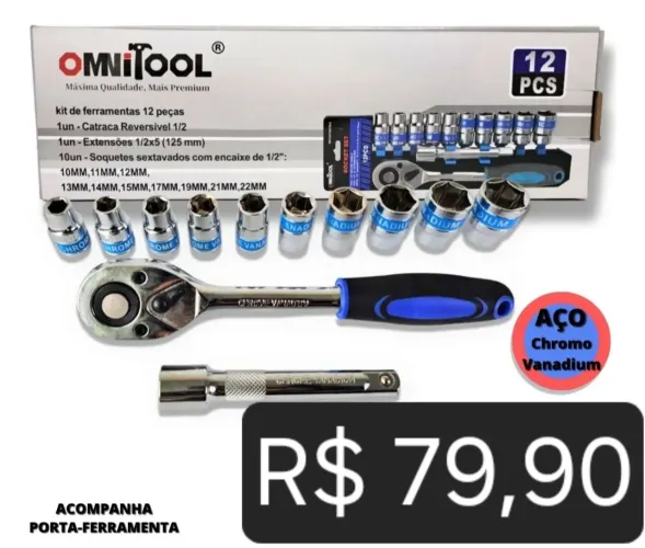 JOGO SOQUETE 1/2 COM CATRACA REVERSÍVEL 