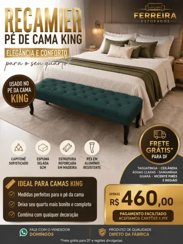 Recamier King em Tecido Premium - Acabamento Impecável