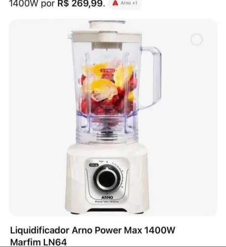 LIQUIDIFICADOR ARNO COR MARFIM FUNCIONANDO 15 VELOCIDADES.