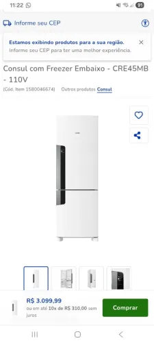 Geladeira consul, freezer inverte. Sem nenhum defeito ou Avaria 110vlt. Valor 2.500$