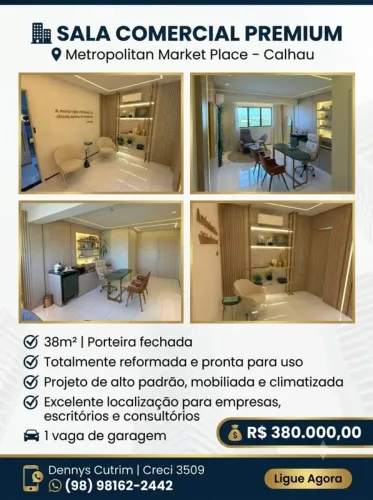 Sala Comercial 38m² Reformada Projetada Andar Alto Metropolitan Market Place Calhau São