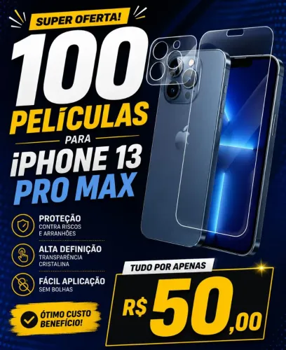 Kit 100 películas iPhone 13 Pro Max