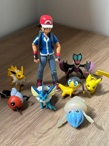 Coleção Pokémon Original - Ash Articulado + Pikachu + Evoluções + Zubat - Lote Raro