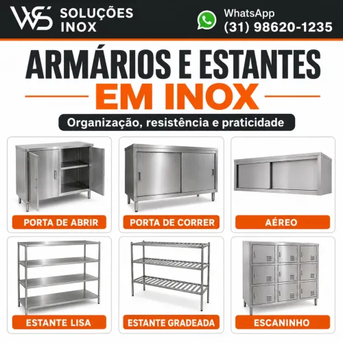 Armário e estantes inox sob medida