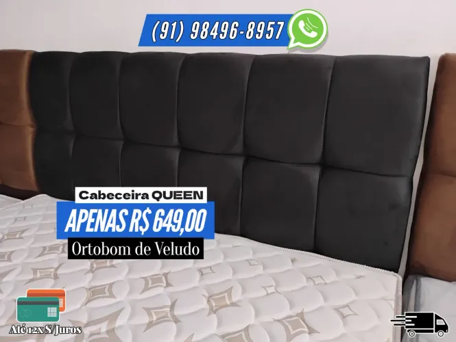 CABECEIRA QUEEN ORTOBOM DE VELUDO 