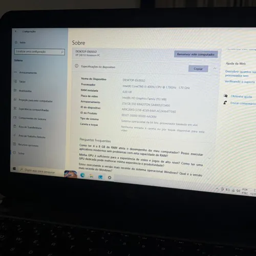 Notebook HP SSD 480