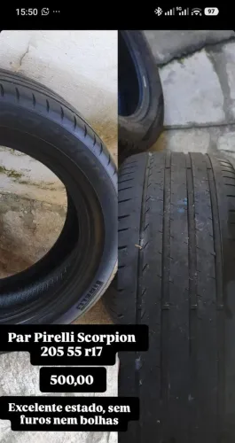 par de pneu pirelli scorpion 205 55 r17 muito bons