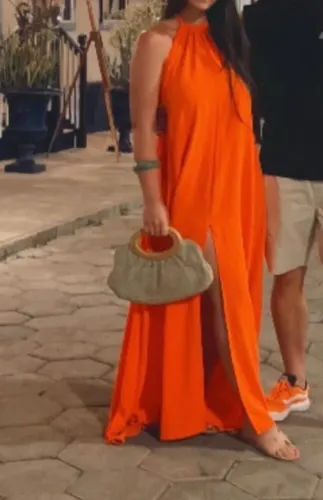 Vestido frente única laranja TAM único