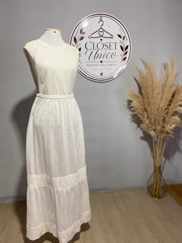 Vestido Coven Tricô Longo Off White Costas