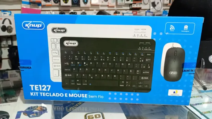 Kit Teclado E Mouse S/ Fio Bluetooth Recarregável Tablet Pc - Novo