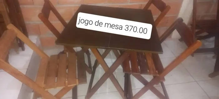 Jogo de mesa dobrável madeira