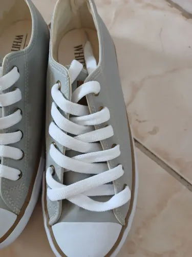 Tenis all star cinza couro 36