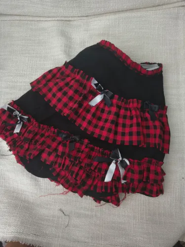Saia junina Xadrez preta e vermelha 