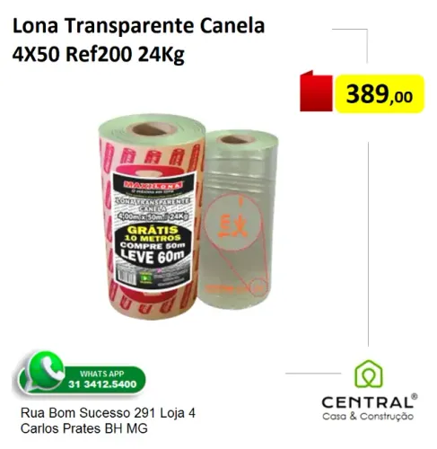 Lona Plástica Transparente 4x50 metros 24 kg Maxilona em BH