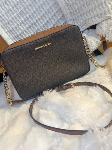 bolsa michael kors crossbody jet set logo marrom michael kors